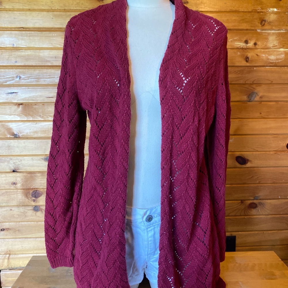 Leo & Nicole Red Cable Knit Cardigan Sweater